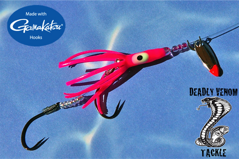 VENOMOUS HOOCHIE - UV HOT PINK W/NICKLE FLAME