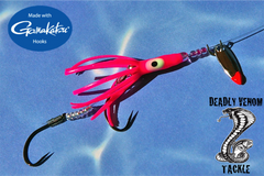 VENOMOUS HOOCHIE - UV HOT PINK W/NICKLE FLAME