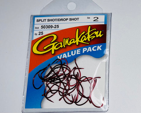 GAMAKATSU SPLIT SHOT/DROP SHOT HOOKS -25 BULK PACK RED